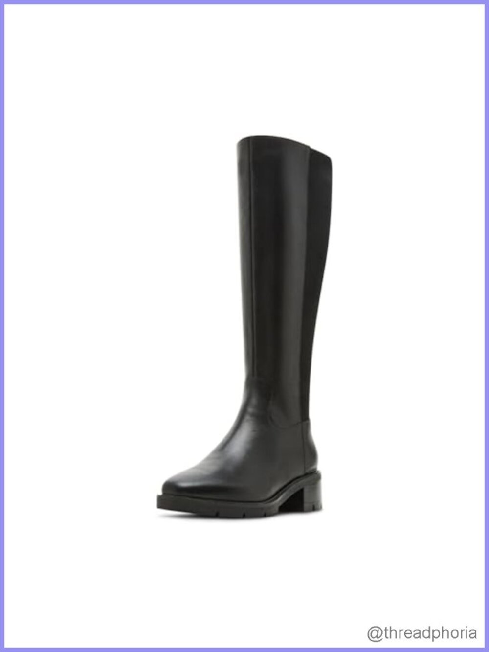 Waterproof Knee-High Rain Boots Faux-Fur Lined Block Heel Memory Foam